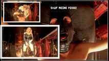 Ich piss der Latex-Sau in Mund!