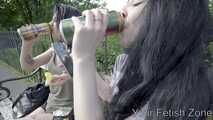 Two girls in hot summer