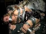 43 YEAR OLD WAITRESS IS TAPE HOG-TIED, BAREFOOT, TOE-TIED & WRAP TAPE GAGGED (D65-8)