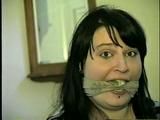 22 YEAR OLD DEREK IS CLEAVE GAGGED WITH A STINKY SWEATY SOCK IN HER MOUTH & TIED TO A CHAIR (D43-10)
