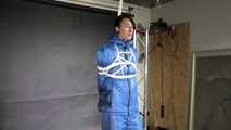 Myxxxy bound and gagged in a shiny nylon Skisuit