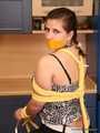 Indigo - curvaceous brunette cutie fed up with food, enjoys bondage in the kitchen