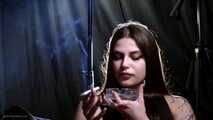 Smoking white 120mm cigarette and spitting with Anastasia