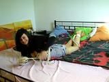 Sunny hogtied