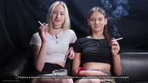 Girls smoking and giving an interview about they smoking experience
