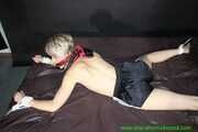 Watch Sonja enjoying Bondage in her shiny nylon Shorts