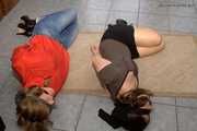 Guest Celine and guest Romy - Hogtied on the floor