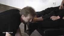 Amy and her boyfriend make love while the slave licks shoes