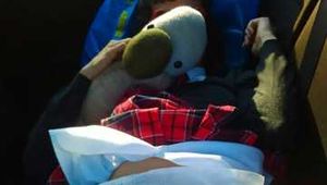 I’m getting my diaper changed in the back seat of the car