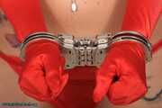 Sexy topless Kathleen multiple cuffed