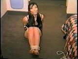 30 YR OLD ASIAN LI-JUN IS WRAP TAPE GAGGED, BALL-TIED, TOE-TIED IN PANTYHOSE (D55-11)