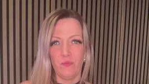 Hanna Engelss - Pussy massage with white gloves and black dildo