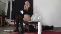 Amy Douxxx Pees Into A Human Toilet