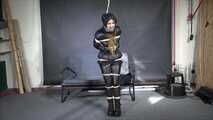 Rey bound and gagged in a shiny Downjacket and Leatherpants