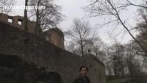 030056 Salma Gets Caught Peeing From The Castle Wall