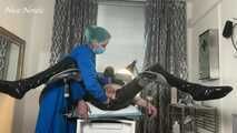 Anal stretching for my new patient on the gynecological chair . He has the choice