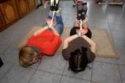 Guest Celine and guest Romy - Hogtied on the floor