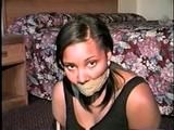 18 Yr OLD BLACK COLLEGE STUDENT IS MOUTH STUFFED, WRAP TAPE GAGGED, BALL-TIED, BAREFOOT, TOE-TIED AND HANDGAGGED (D58-7)