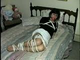 40 Yr OLD HAIRDRESSER CHER IS BALL-GAGGED TIED WITH 50 FEET OF ROPE & AN UP SKIRT PANTY SHOT (D44-10)