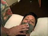 47 Yr OLD UNCOOPERATIVE LATINA HAIR DRESSER HAS HER MOUTH STUFFED WITH SMELLY SOCK, HANDGAGGED, TAPE GAGGED & BLINDFOLDED (D56-11)