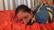 Elsa - captured, tape tied and hogtaped in trashbag (video)