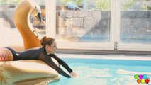 666 Foxy Sanie has fun in the swimming pool.