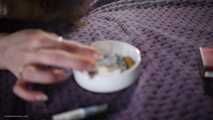 3 clips in 1 compilation of smoking cork 100mm cigarette in apartment