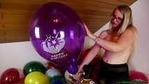 sexy helium overinflating five balloons