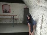 Jill Diamond cleaning up a cellar while wearing sexy shiny nylon shorts (Video)