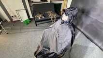 Alice bound, gagged and vibed in shiny nylon Rainwear and she enjoyed it!