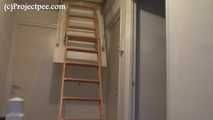 078116 Rachel Pees From The Loft Ladder    