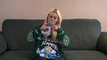 1360a Greta in Xmas Pressie part 1 Tape and Socks