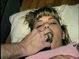 18 YR OLD BABYSITTER TIES UP & GAGS HERSELF, IS HANDGAGGED & MOUTH STUFFED (D45-8)