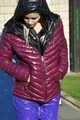 Watch Chloe enjoying the Summer in the Garden her shiny nylon Downjacket