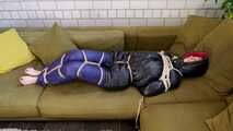 Myxxxy bound and gagged in shiny nylon Downwear