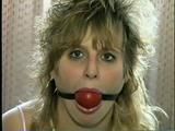 BIG TITS KIM IS BALL-GAGGED, TIT TIED, SEMI NUDE & DROOLING ON THE BED (D44-2)
