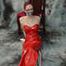 Bound in red PVC dress