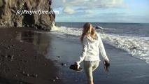 080009 Nikki Has A Couple Of Attempts At Peeing On The Madeira Shoreline