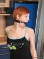 Alice Lee - Short-haired redhead left bound and barefoot in the kitchen