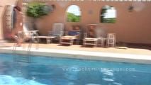 Nude Girls playing at the pool 
