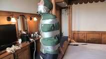 Rachel Adams Poletied and Pantygagged in shiny nylon Rainwear left for desperate struggeling