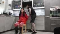 +++new+++ Miss Amira in red nylon rain gear and tranparent rain suit get´s bouind and gagged