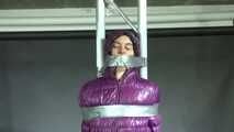 Aiyana bound gagged and vibed by Ms Ungeniert in shiny nylon Down
