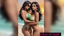 Hot indian women bikini beach animation