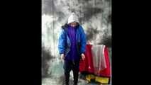 Nadja posing in layers of raingear part 2