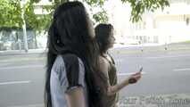 Two girls in hot summer