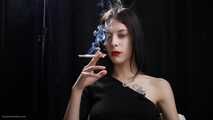 Slim chick is smoking two Reds