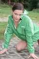 Watching ***OUR SEXY ARCHIVE MODEL JENNY*** wearing a sexy white shiny nylon shorts and a green shiny nylon rain jacket posing for you (Pics)