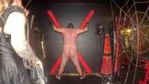 Whipping + Masturbation Instructions on the St. Andrew's Cross!