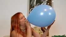 inflating and stretching some 12inch and 14inch balloons with one accicent pop [mostly NonPop]